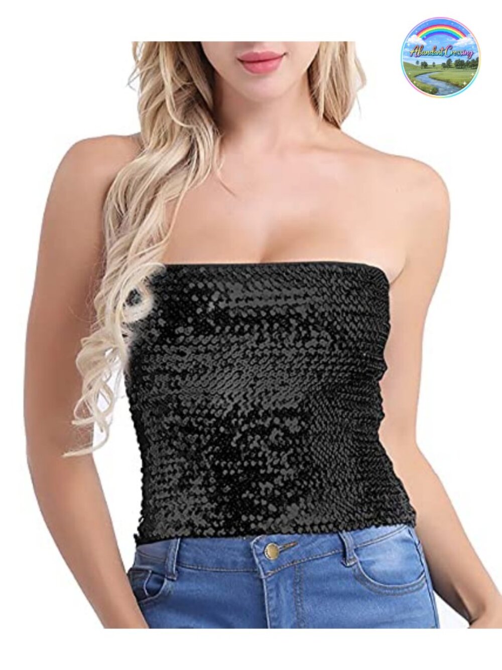 Sparkling Sequins Stretch Party Clubwear Tube Top Crop